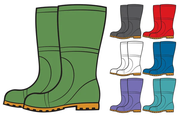 Botas de goma iconos conjunto — Archivo Imágenes Vectoriales