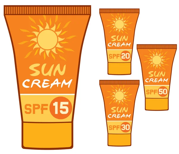 Suntan cream tube icons set — Stock Vector