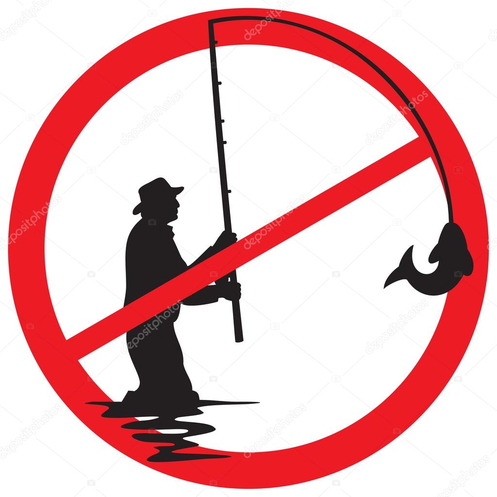 Fishing prohibited sign, no fishing Stock Vector by