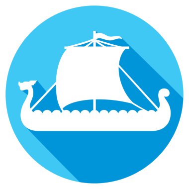 Viking gemi düz simgesi