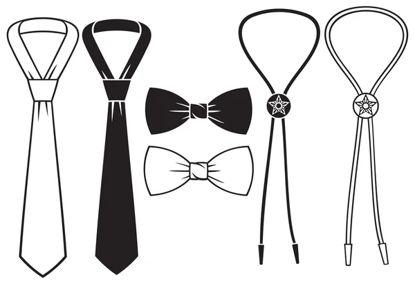 Set of male ties and bows — Stock Vector