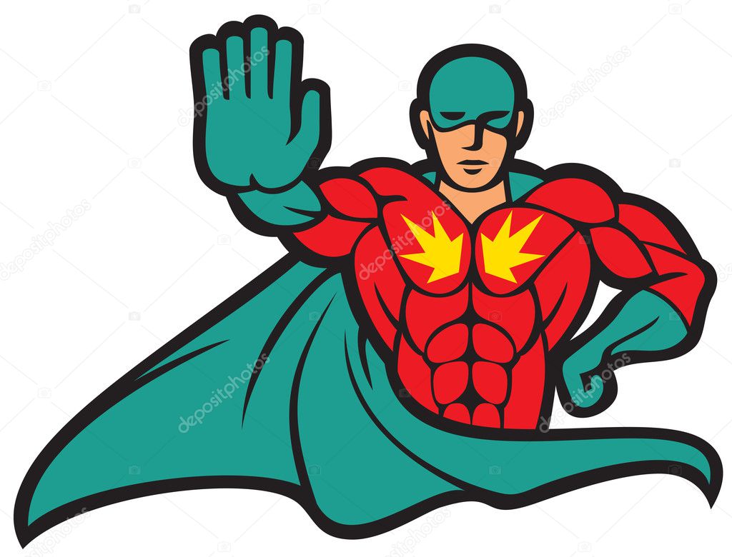superhero gesturing stop sign  