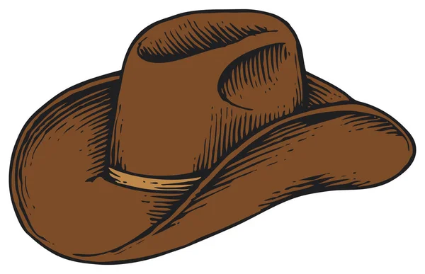 牛仔帽-复古刻矢量图 （手绘风格) — 图库矢量图片
