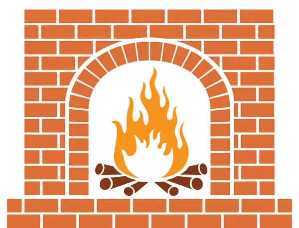 Brick fireplace vector illustration — Stock Vector