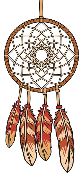 Native american indian talisman dreamcatcher vector illustration — Stock Vector