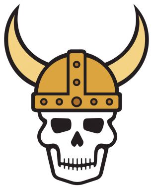 insan kafatası ve viking kask vektör çizim