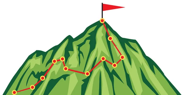 Mountain climbing route (mountaineering vector illustration) — Stock Vector