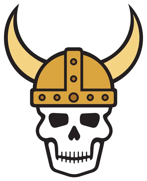 Illustration vectorielle du crâne humain et du casque viking — Image vectorielle
