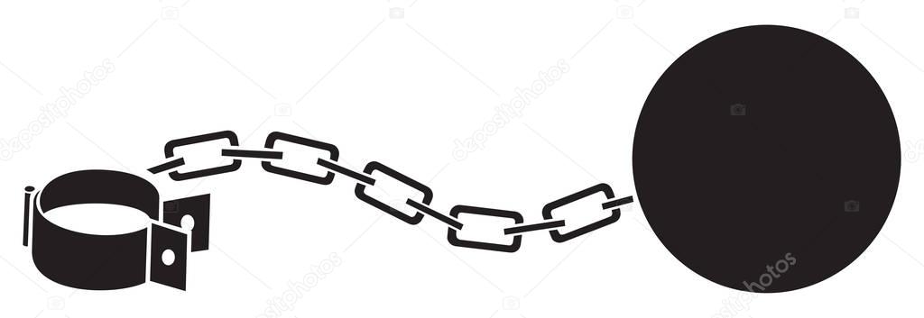 iron chain with shackle and ball