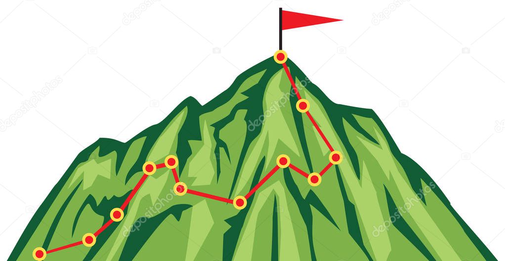 mountain climbing route (mountaineering vector illustration)
