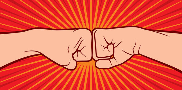 два кулака бьют друг друга векторной иллюстрацией
