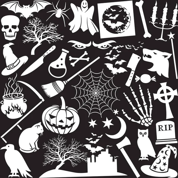 Iconos de Halloween patrón sin costura (fondo ) — Archivo Imágenes Vectoriales