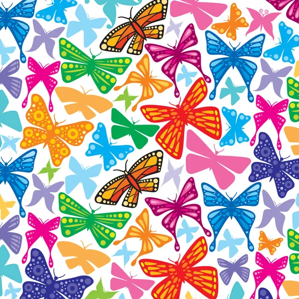 Patrón de fondo con iconos de mariposas — Vector de stock