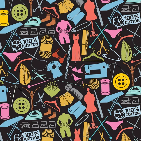 Background pattern with sewing and needlework icons Vector Graphics