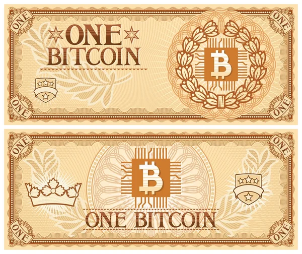 Jeden banknot streszczenie Bitcoin — Wektor stockowy