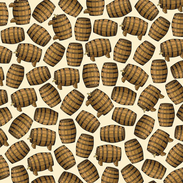 Hintergrund Muster mit alten Holzfässern — Stockvektor