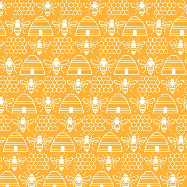 Patrón de fondo con abejas y colmenas — Archivo Imágenes Vectoriales