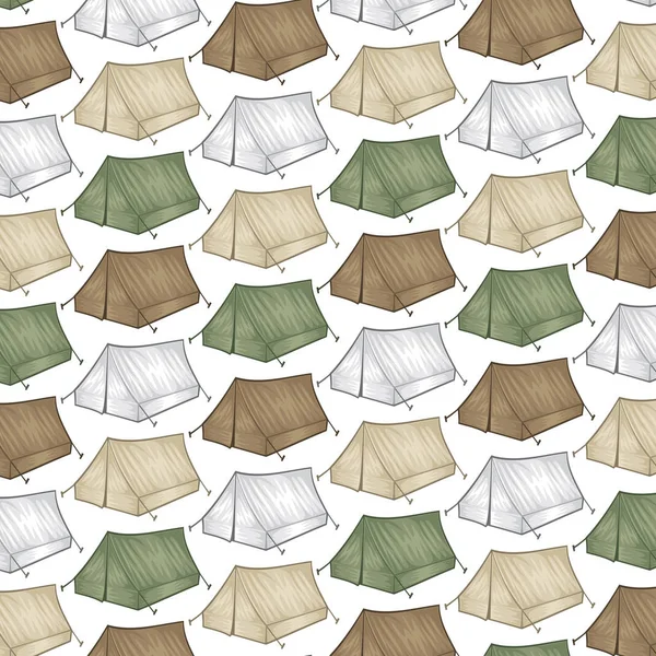 Padrão de fundo com barraca turística para viagens e camping —  Vetores de Stock