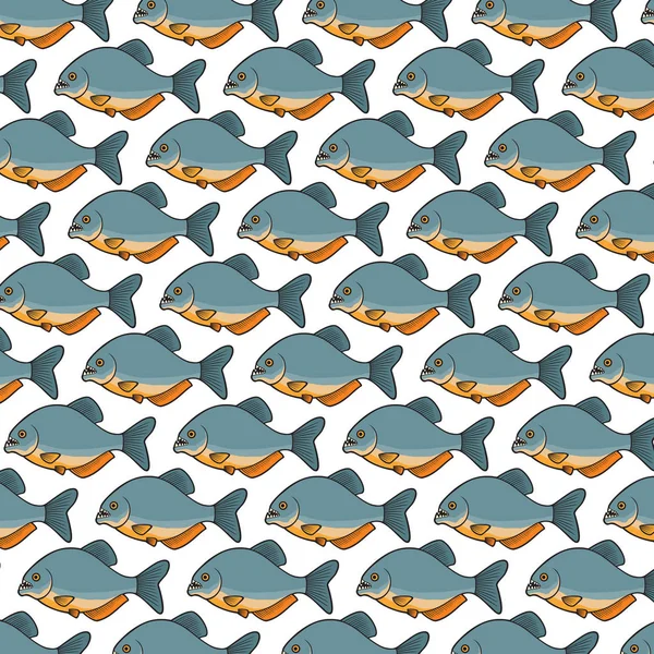 Vzorek pozadí s piranha ryby — Stockový vektor