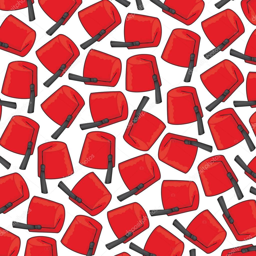 background pattern with red fez