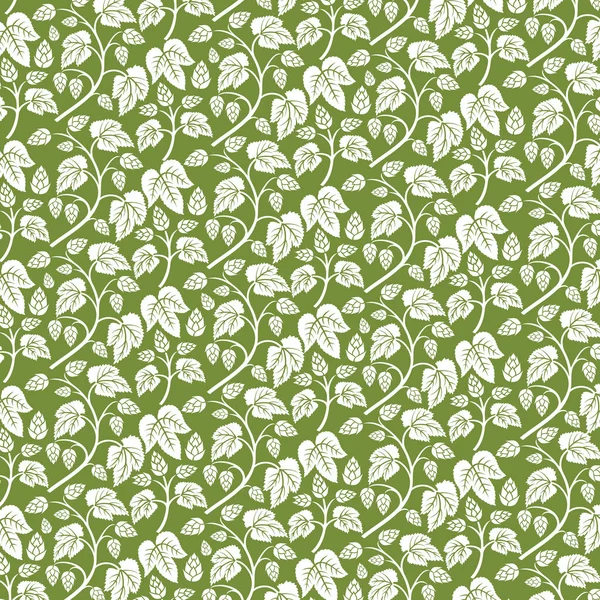 Motif de fond avec houblon à feuilles (illustration vectorielle gravée vintage ) — Image vectorielle