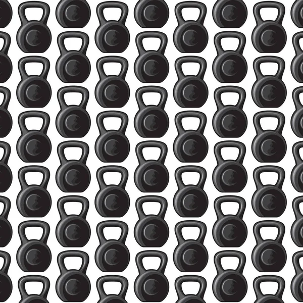 Background pattern with black iron kettlebell for weight — Stock Vector