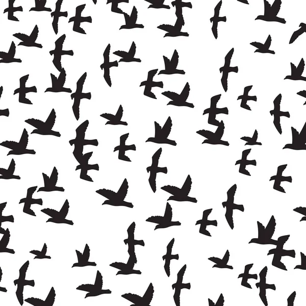 Background pattern with a flock of flying birds — Stock Vector