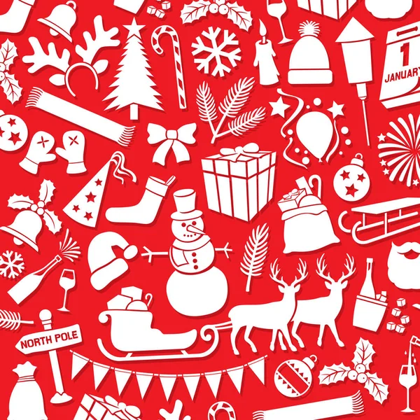 背景图案与圣诞节和新年图标 — 图库矢量图片