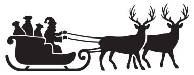 Noel Baba bir Ren geyiği atlı kızak vektör çizim üzerinde sürme