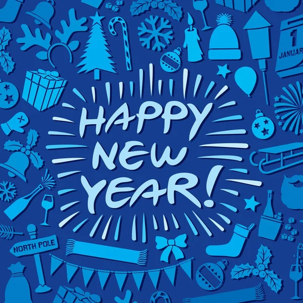 Szczęśliwego Nowego Roku Kartka Życzeniami — Wektor stockowy