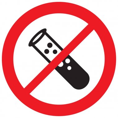 sıvı test işareti (yasağı simgesi yasak tube ile deneme)