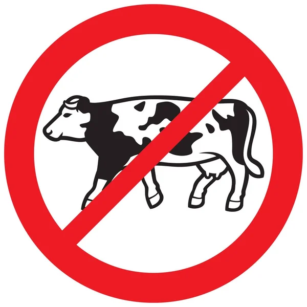 Cow Meat Forbidden Sign Lactose Milk Symbol Prohibition Icon — Stock Vector