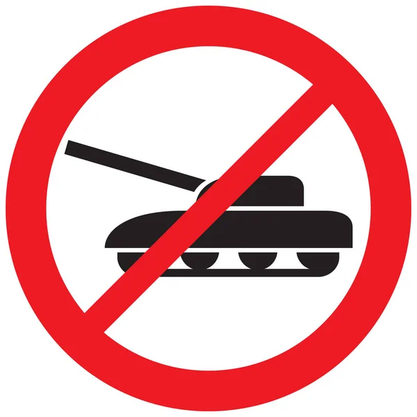 Vojenský Tank Není Povolen Znak — Stockový vektor