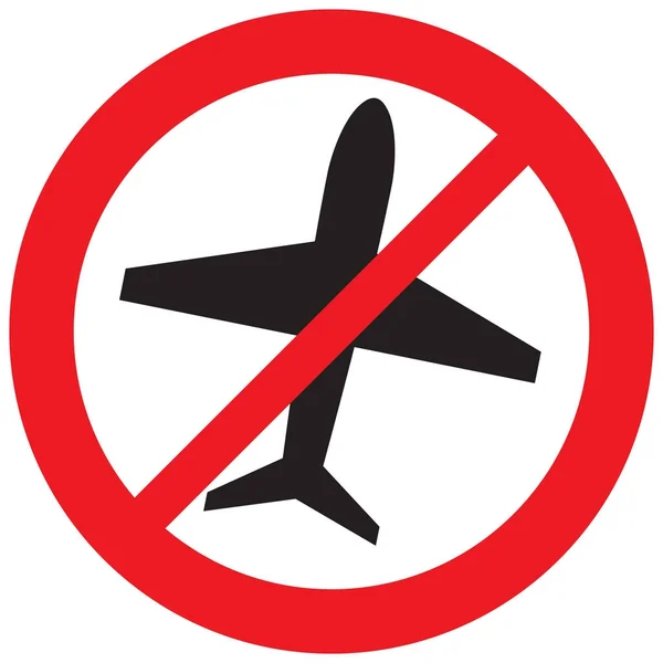 Sin Símbolo Avión Señal Vuelo Prohibida Icono Prohibición — Vector de stock