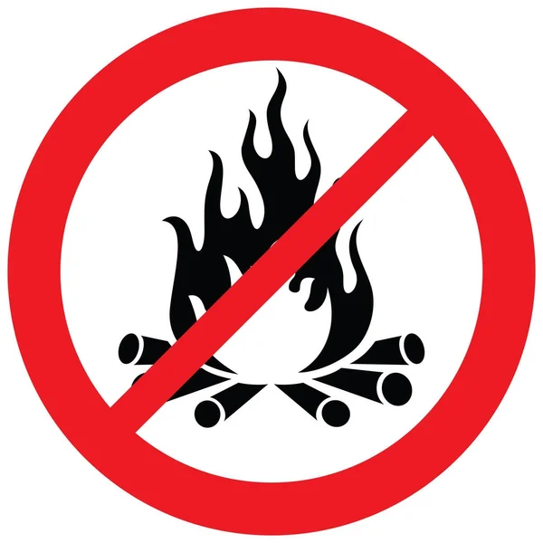 Žádné Signální Oheň Zákaz Ikonu Nepovolený Znak — Stockový vektor