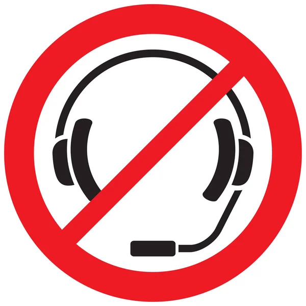 Headset Sign Prohibition Icon Allowed Symbol — Stock Vector