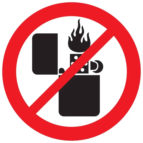 Retro Zapalovač Plamenem Není Není Povolen Znak Zákaz Ikonu — Stockový vektor