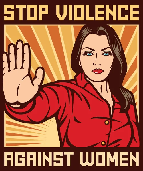 Fermare Violenza Contro Donne Manifesto — Vettoriale Stock