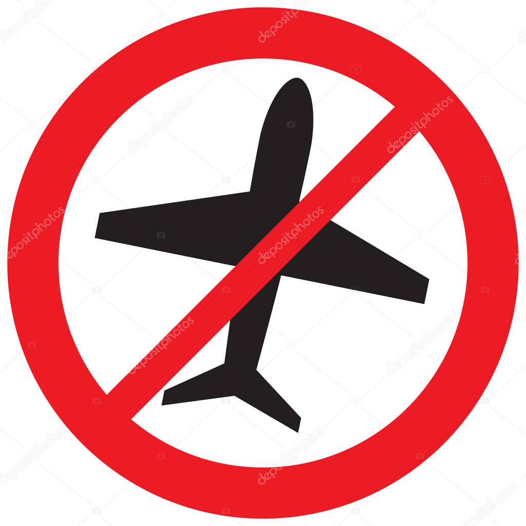 no airplane symbol, forbidden flight sign (prohibition icon)