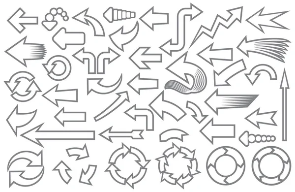 Pfeile Dünne Linie Symbole Gesetzt — Stockvektor