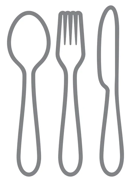 Knife Fork Spoon Thin Line Icons — Stock Vector