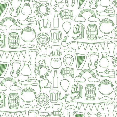 Arka plan deseni ile Saint Patrick Day ince çizgi kutsal kişilerin resmi