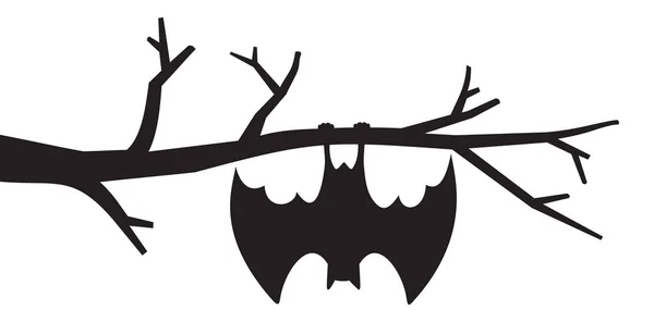 Pipistrello Appeso Albero Vettoriale Illustrazione — Vettoriale Stock