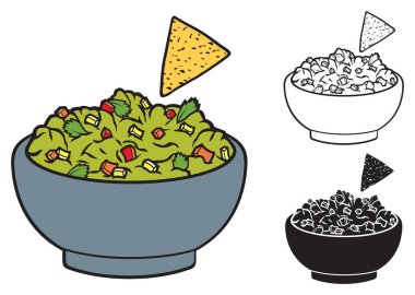 Meksika cipsi ve guacamole vektörü