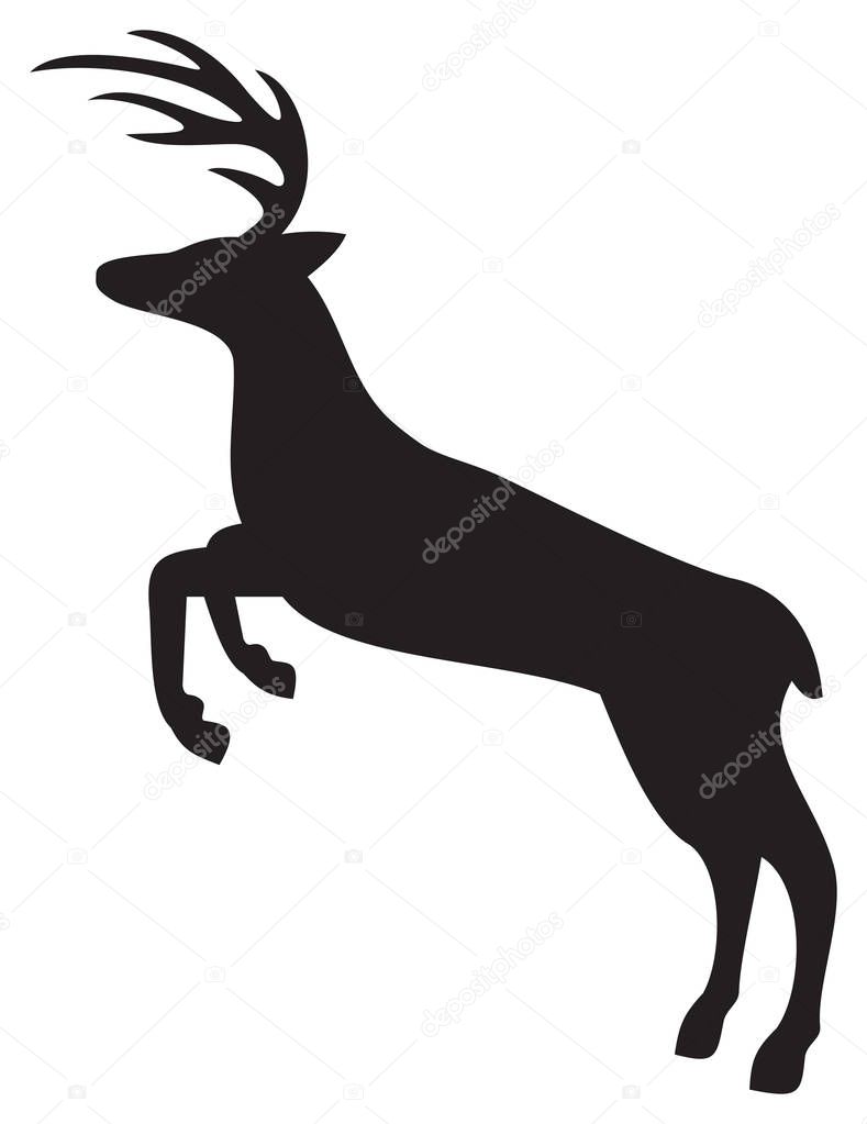 Deer jumping silhouette vector illustration