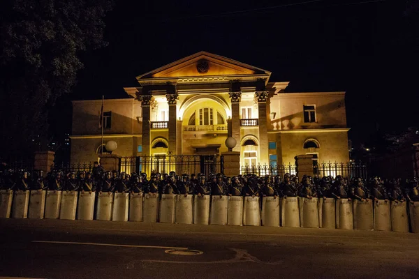 Police forces defending the Prime-Minister\'s office during the protests, Yerevan, Armenia, April 18,2018.