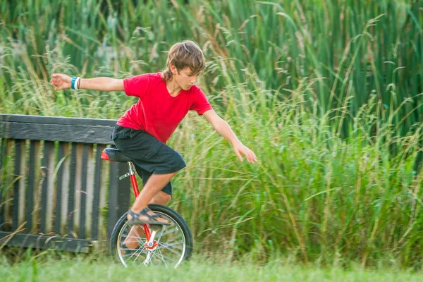 Outdoor portrait of young boy — Stock Photo, Image