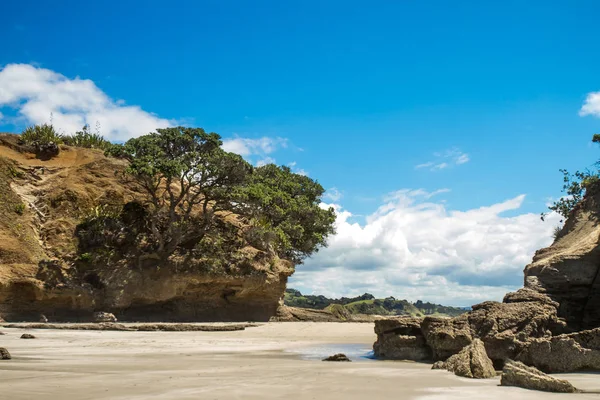 모래 해변과 바위 해안선 — 스톡 사진