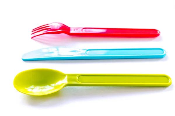 Plastic colorful cutlery — Stock Photo, Image