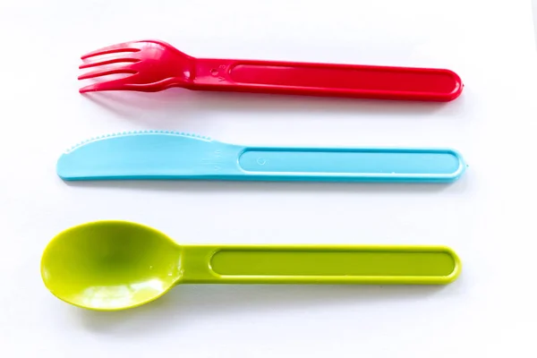 Plastic colorful cutlery — Stock Photo, Image